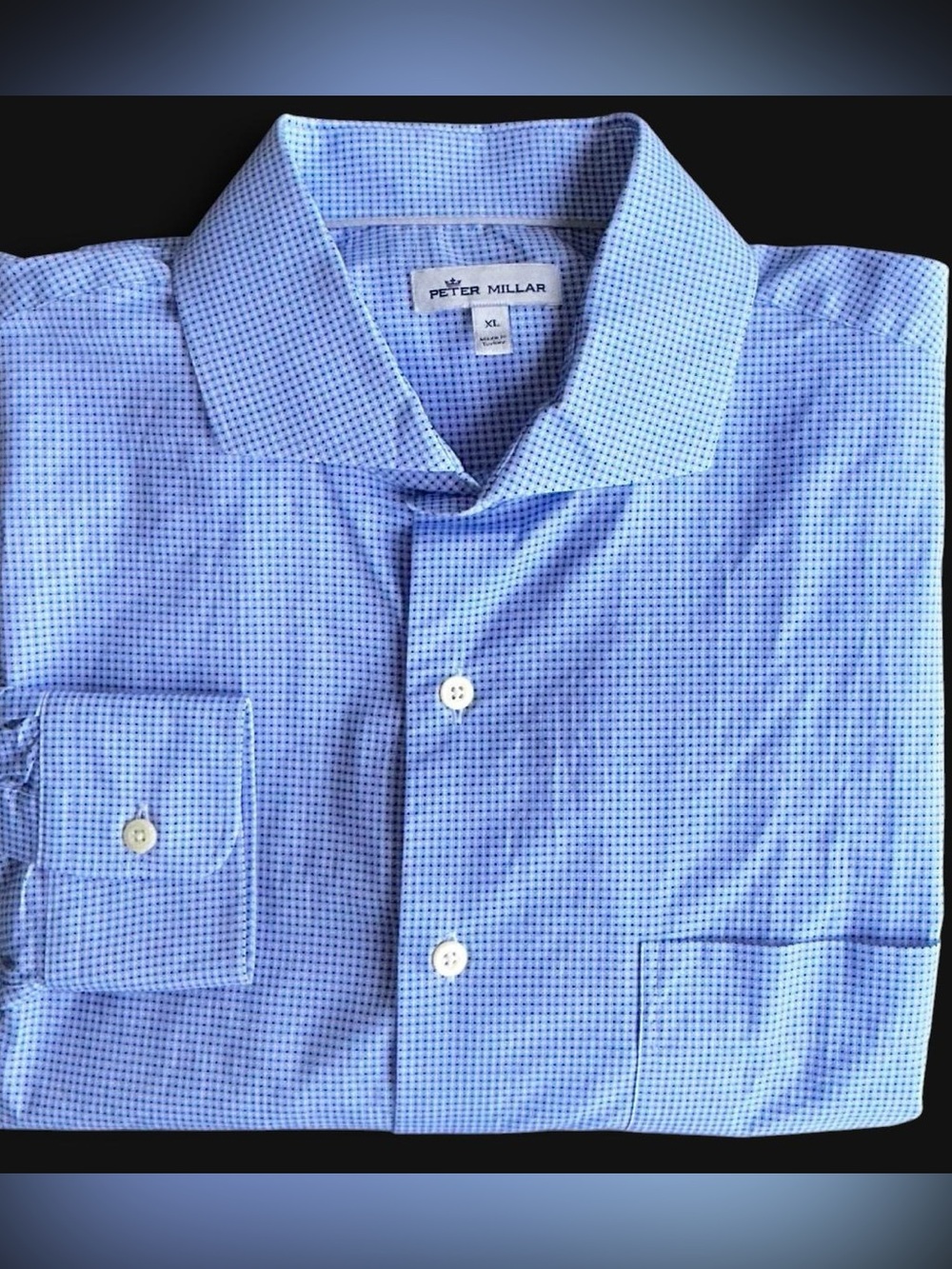Peter Millar Blue Micro-Dot Dress Shirt XL